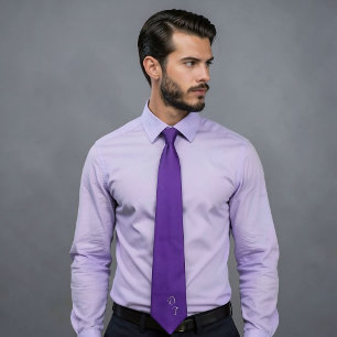 Cravate violet royal - monogrammed