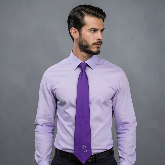 Cravate violet royal - monogrammed