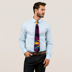 Cravate Violet Tropical Birds of Paradise Mariage Groom