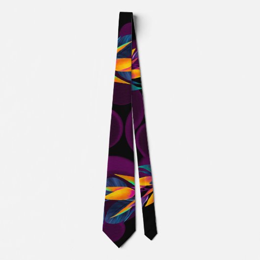 Cravate Violet Tropical Birds of Paradise Mariage Groom (Devant)