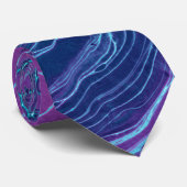 Cravate Violet Violet Bleu Marbré Acrylique Abstraction (Roulé)
