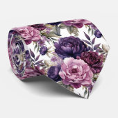 Cravate Violet violet Peonies Poenies Floral (Roulé)