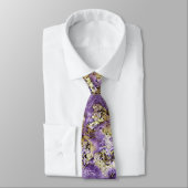 Cravate Violet violet violet Faux Gold Minéraux Motif d'âg (Attaché)