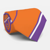 Cravate violette et orange diagonalement striée (Roulé)