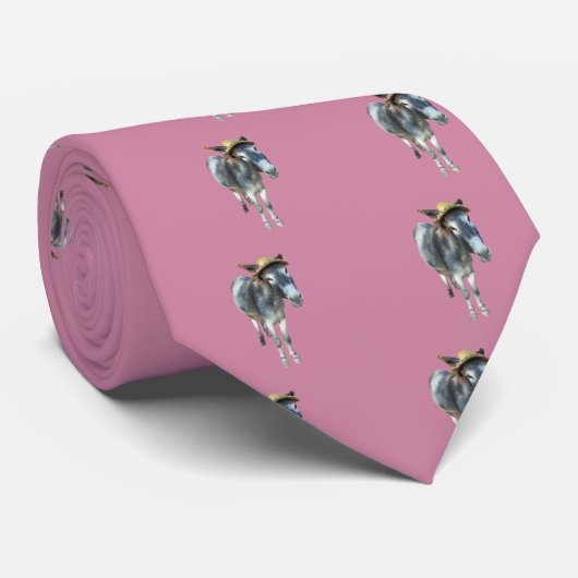 Cravate Violette l'âne dans le chapeau de paille avec des (Roulé)