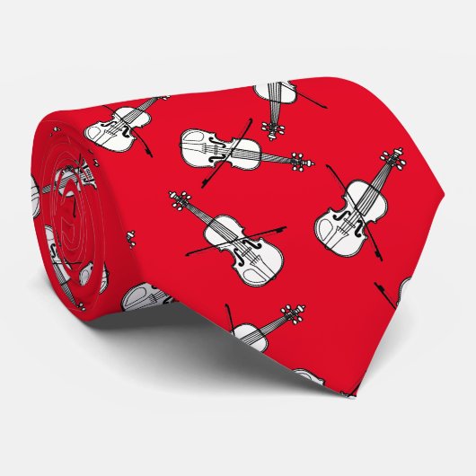 Cravate Violons blancs (Roulé)