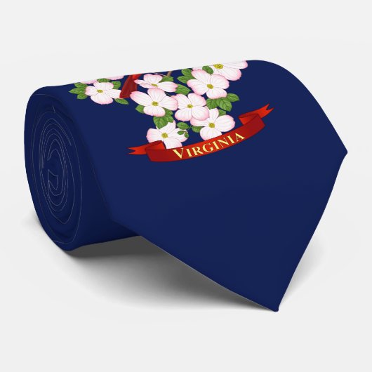 Cravate Virginie State Cardinal Bird and Dogwood Flower (Roulé)