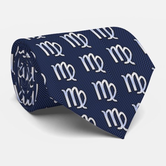 Cravate Virgo Sign on Blue Carbon Fibre Style d'impression (Roulé)