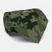 Cravate Virgo Zodiac Sign on Green Digital Camo Style (Roulé)