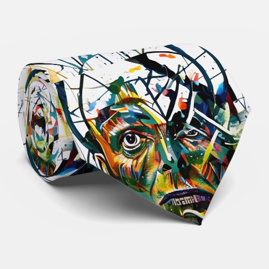 Cravate Visage Abstrait d'un alien (Roulé)