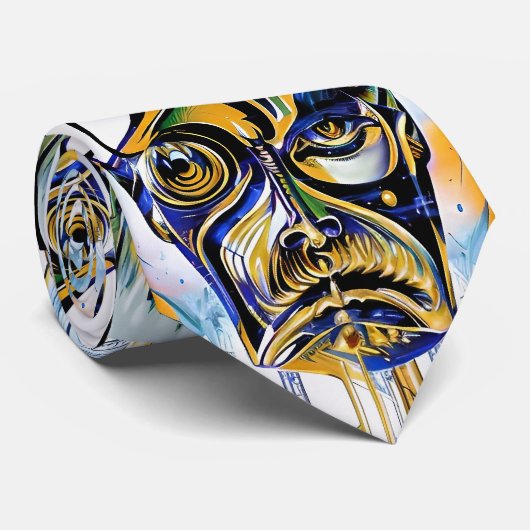 Cravate Visage Abstrait d'un alien (Roulé)