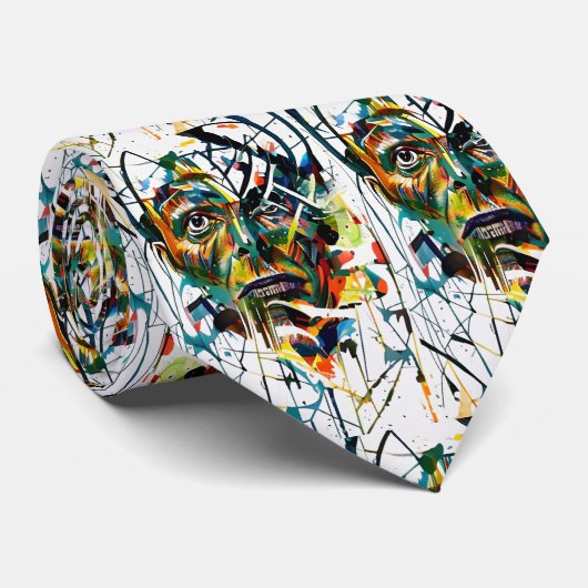 Cravate Visage Abstrait d'un alien (Roulé)