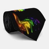 Cravate visage d'arc-en-ciel de fille sur le noir (Roulé)