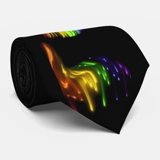 Cravate visage d'arc-en-ciel de fille sur le noir (Roulé)