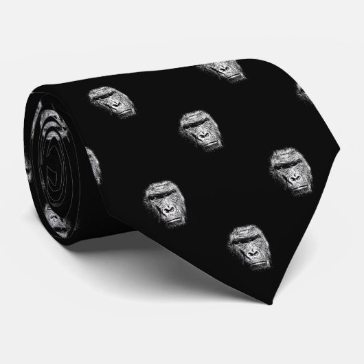 Cravate Visage fâché sérieux de gorille (Roulé)