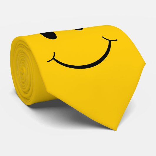 Cravate Visage Jaune Heureux Classique des Années 70 (Roulé)