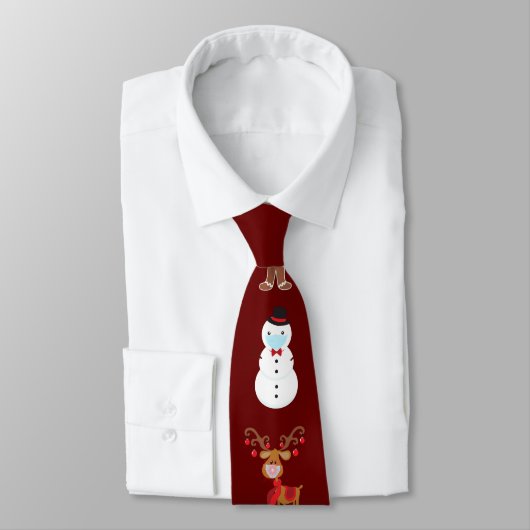 Cravate Visage Masque Noël Covid Père Noël Reindeer Cravat (Attaché)