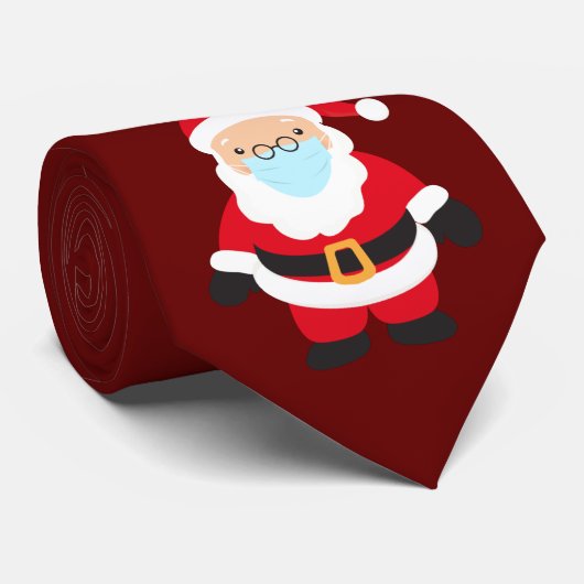 Cravate Visage Masque Noël Covid Père Noël Reindeer Cravat (Roulé)