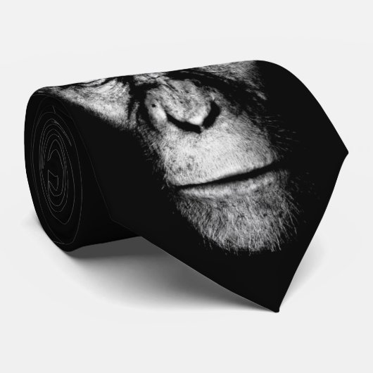Cravate Visage monochrome de singe (Roulé)