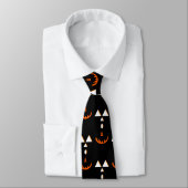 Cravate Visages de citrouille Halloween noir   (Attaché)