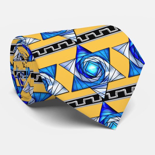 Cravate Vitrail Art déco Magen David v2 (Roulé)