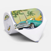 Cravate Voiture classique à la tombée de la nuit (Roulé)