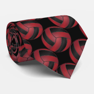 Cravate Volley-ball noir et rouge foncé