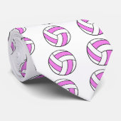 Cravate volley-ball rose et blanc (Roulé)