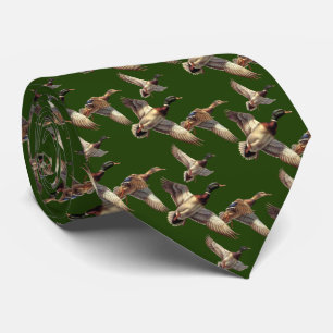 Cravate Vols De Canards Mallard Sur Vert