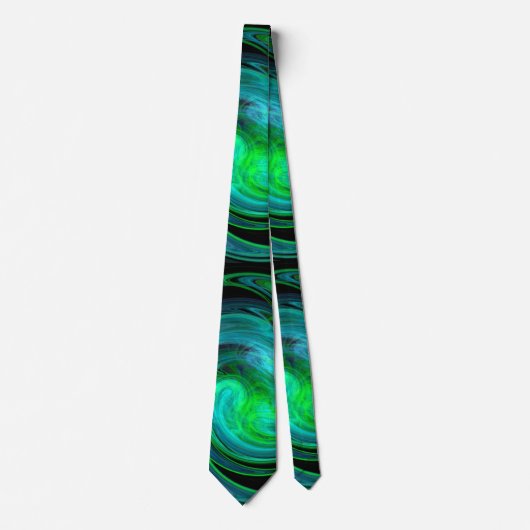 Cravate VORTEL FRACTAL LÉGER PSYCHÉDÉLIQUE, Bleu Noir Vert (Devant)