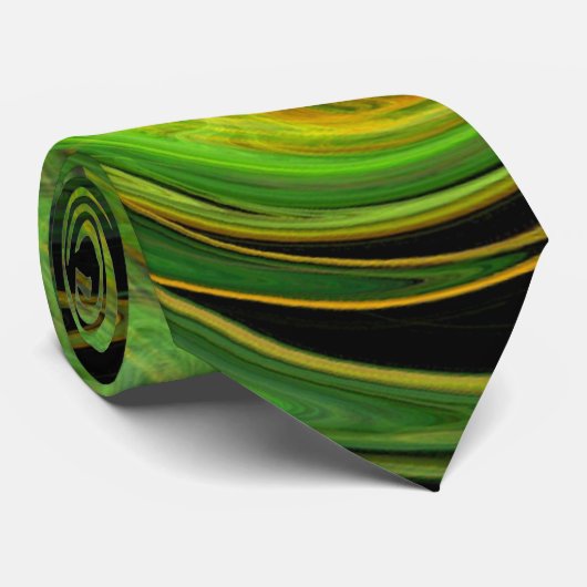 Cravate VORTEX LÉGER PSYCHÉDÉLIQUE, Jaune vert noir (Roulé)