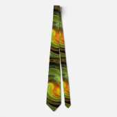 Cravate VORTEX LUMINEUX FRACTAL Vert noir Jaune Orange (Devant)