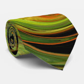 Cravate VORTEX LUMINEUX FRACTAL Vert noir Jaune Orange (Roulé)