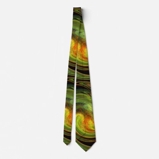 Cravate VORTEX LUMINEUX FRACTAL Vert noir Jaune Orange (Dos)