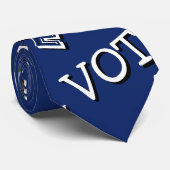 Cravate Vote texte police motif élection blanc bleu (Roulé)