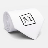 Cravate Votre lettre. Monogramme fait sur commande. Noir (Roulé)