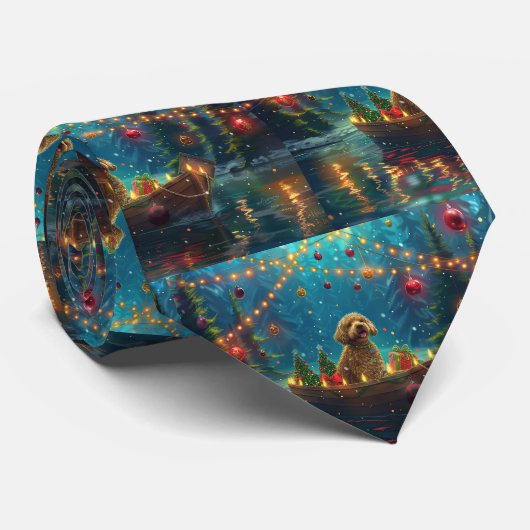Cravate Voyage de fête de Noël de Goldendoodle (Roulé)