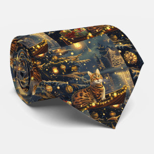 Cravate Voyage de fête de Noël du chat du Bengale