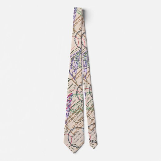 Cravate Voyage de timbres de passeport (Devant)