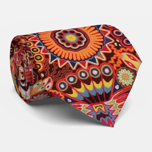 Cravate Voyage tribal maya mexicain de Boho d'art d'Oaxaca (Roulé)