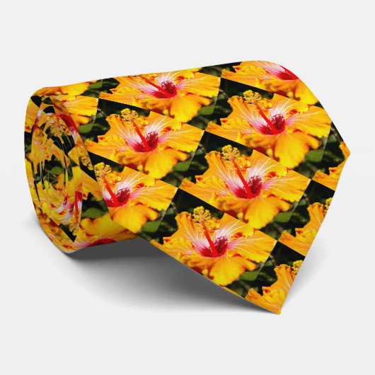 Cravate Vue latérale de l'Hibiscus orange (Roulé)