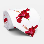 Cravate Vue latérale de l'Hibiscus rouge (Roulé)