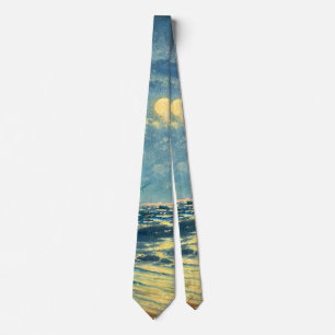 Cravate Vue sur la mer Lune, peinture d'art