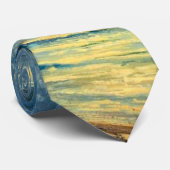 Cravate Vue sur la mer Lune, peinture d'art (Roulé)