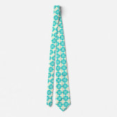 Cravate Wallstreet Hibiscus Foulard Ecru & Turq Deux faces (Dos)