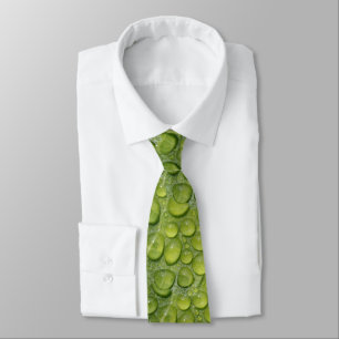 Cravate Water Droplets Green Leaf Nature Pattern