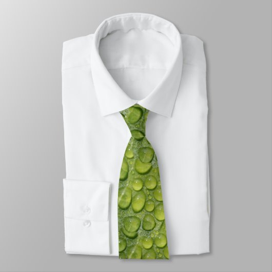 Cravate Water Droplets Green Leaf Nature Pattern (Attaché)