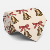 Cravate Watercolor Christmas Bells With Red Bows Pattern (Roulé)