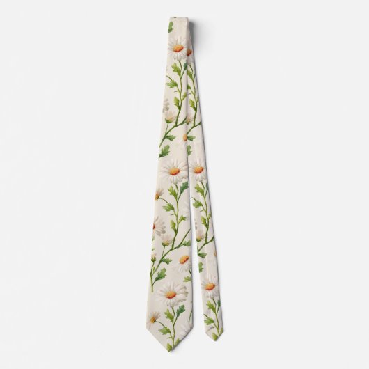 Cravate Watercolor Daisies Pattern (Devant)