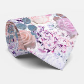 Cravate Watercolor roses et hydrangeas. (Roulé)